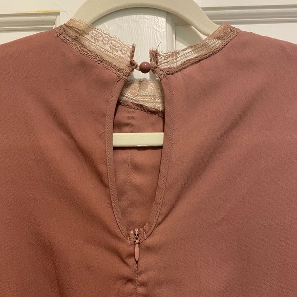 Mauve chiffon and lace dress - Picture 6 of 6